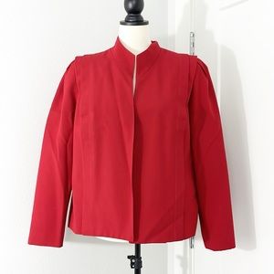 Vintage Sherbert Size 16 Red Long Sleeve Open Front Blazer Jacket